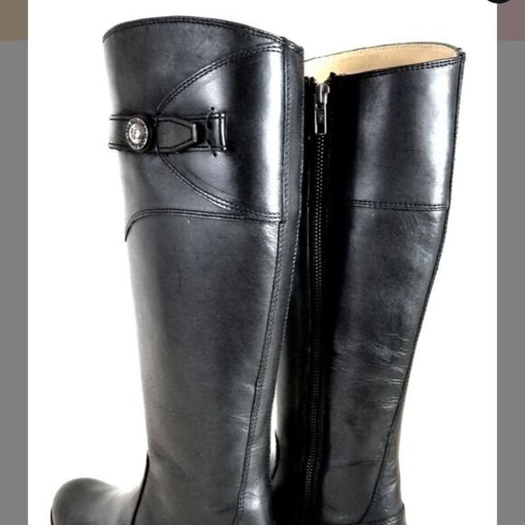 Black Leather Knee-High Boots - Picture 3 of 4